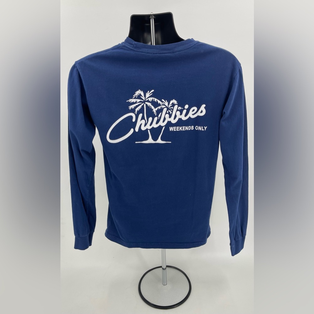 Chubbies “Weekends Only” Navy Blue Long Sleeve T Shirt Made In USA Men’s Small S